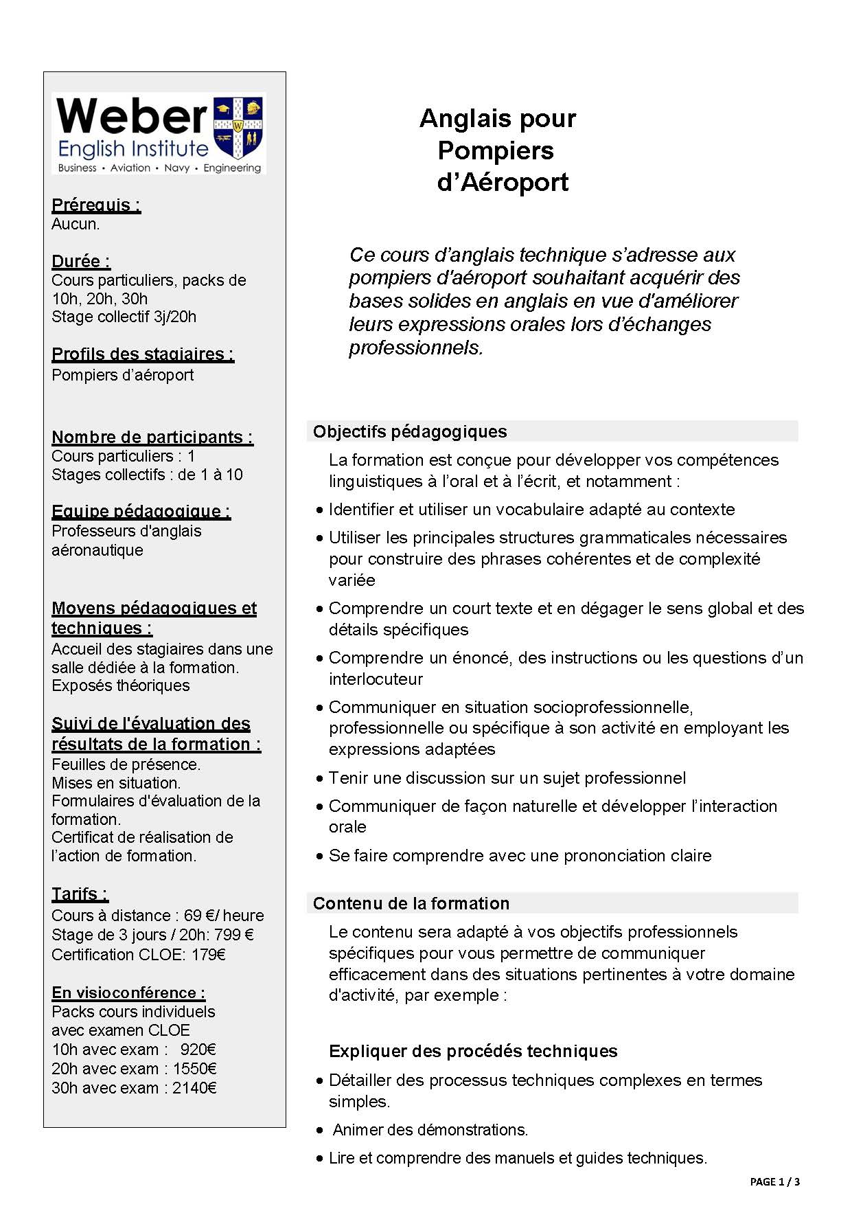 Anglais pour pompiers